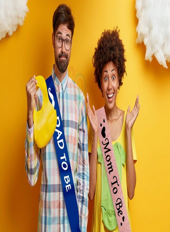 بروبسيكل طقم وشاح حريري لحفل استقبال المولود الجديد من بروبسيكل، قطعتان - ذهبي وردي لامع وأزرق | طقم للأم والأب المنتظرين لجلسة تصوير الحمل وتزيين الحفلات - Image 5